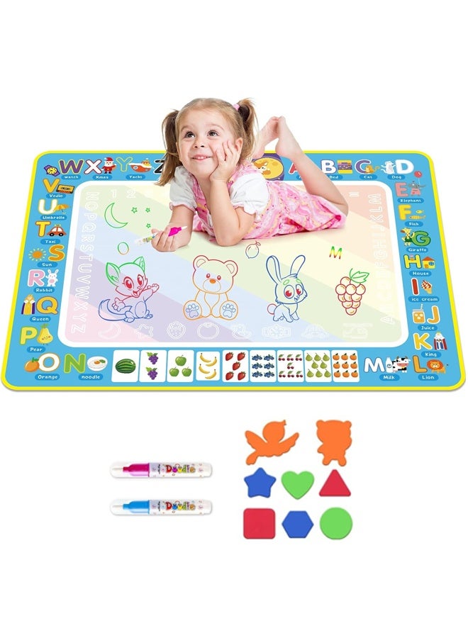 Water Doodle Mat Kids Mess Free Coloring Doodle Mat ，Painting Writing Drawing Mat，Educational Toys for 3 4 5 6 7 8 Years Old with Magic Pens Educational Toys Toddler Boys Girls Birthday Holiday Present - Image 1